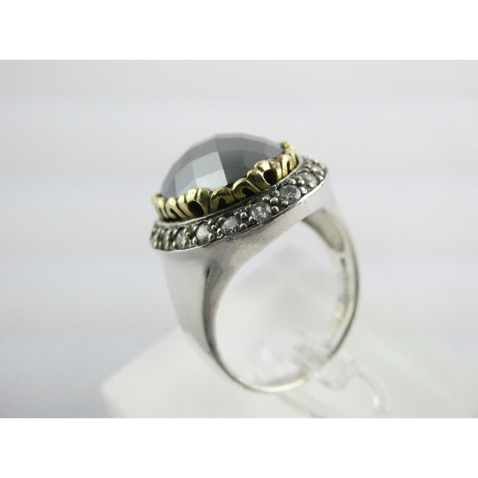 Silpada Empress Sterling Silver Hematite and CZ Statement Ring Size 9.25 9.5g