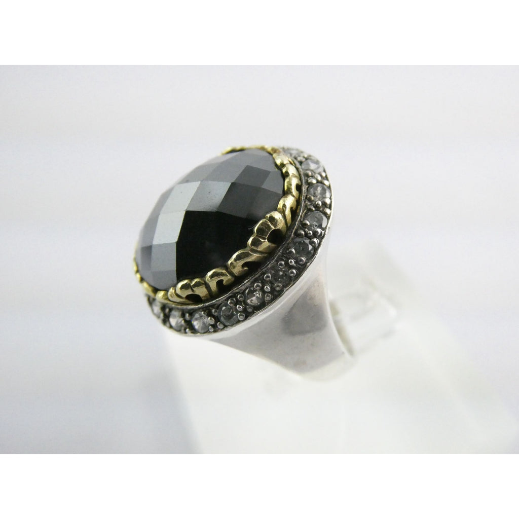 Silpada Empress Sterling Silver Hematite and CZ Statement Ring Size 9.25 9.5g
