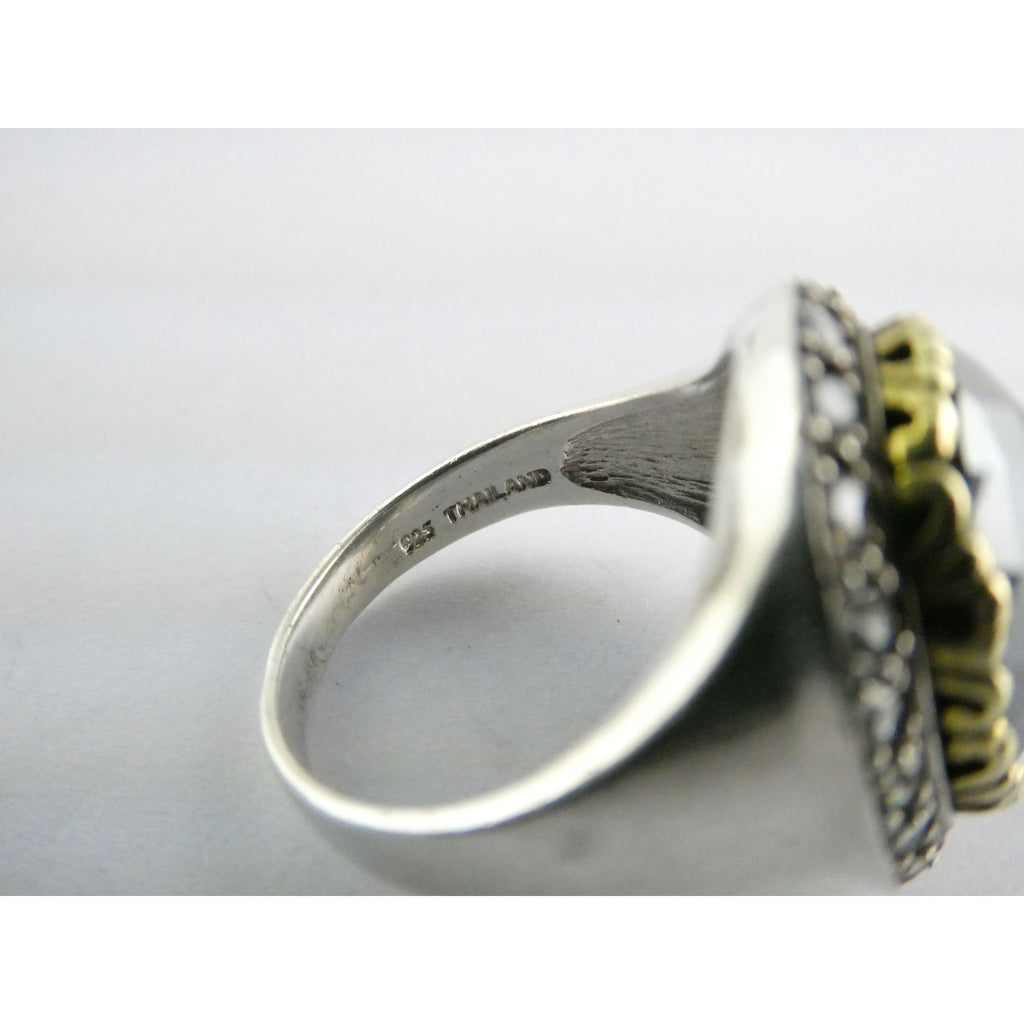 Silpada Empress Sterling Silver Hematite and CZ Statement Ring Size 9.25 9.5g
