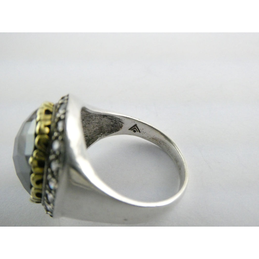 Silpada Empress Sterling Silver Hematite and CZ Statement Ring Size 9.25 9.5g