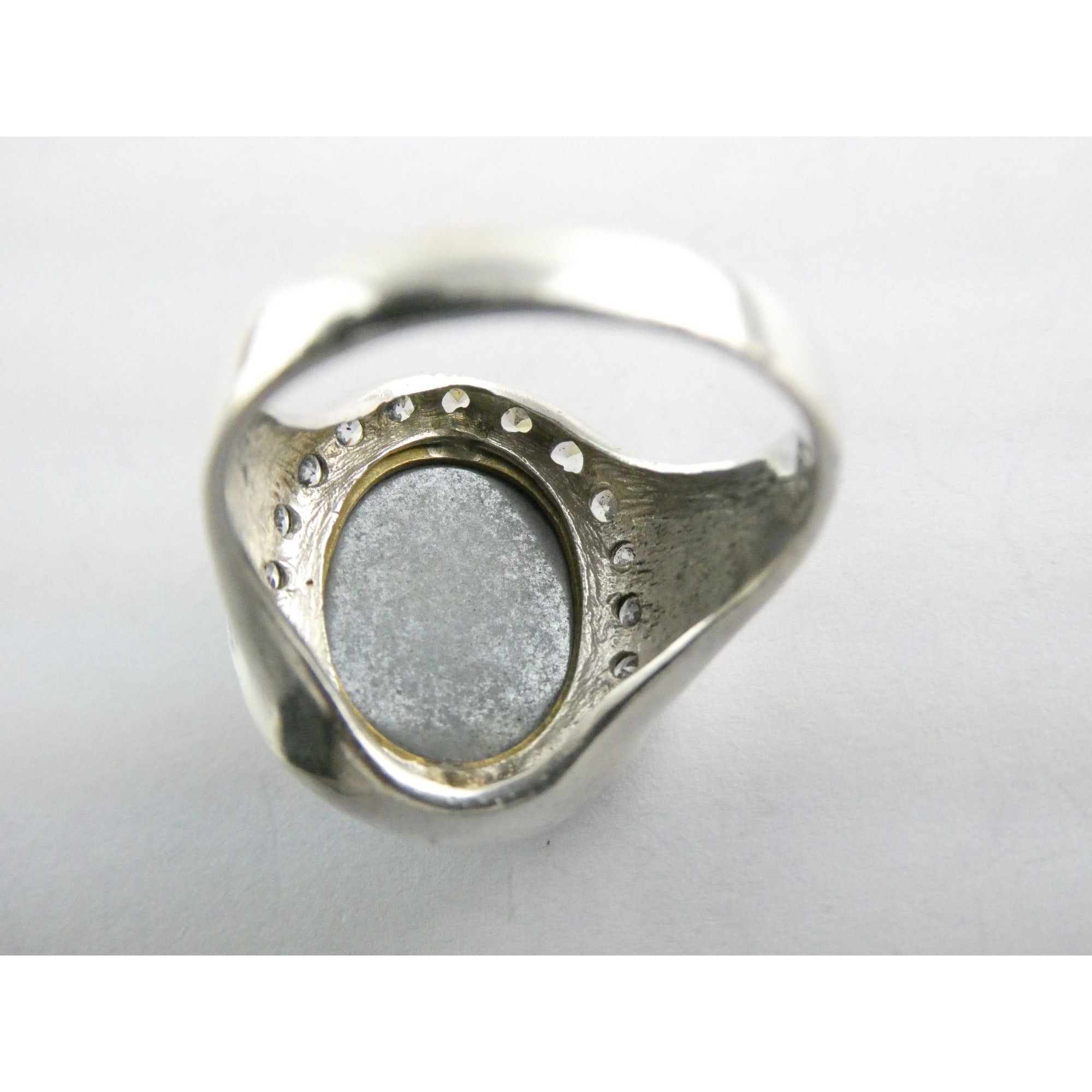 Silpada Empress Sterling Silver Hematite and CZ Statement Ring Size 9.25 9.5g