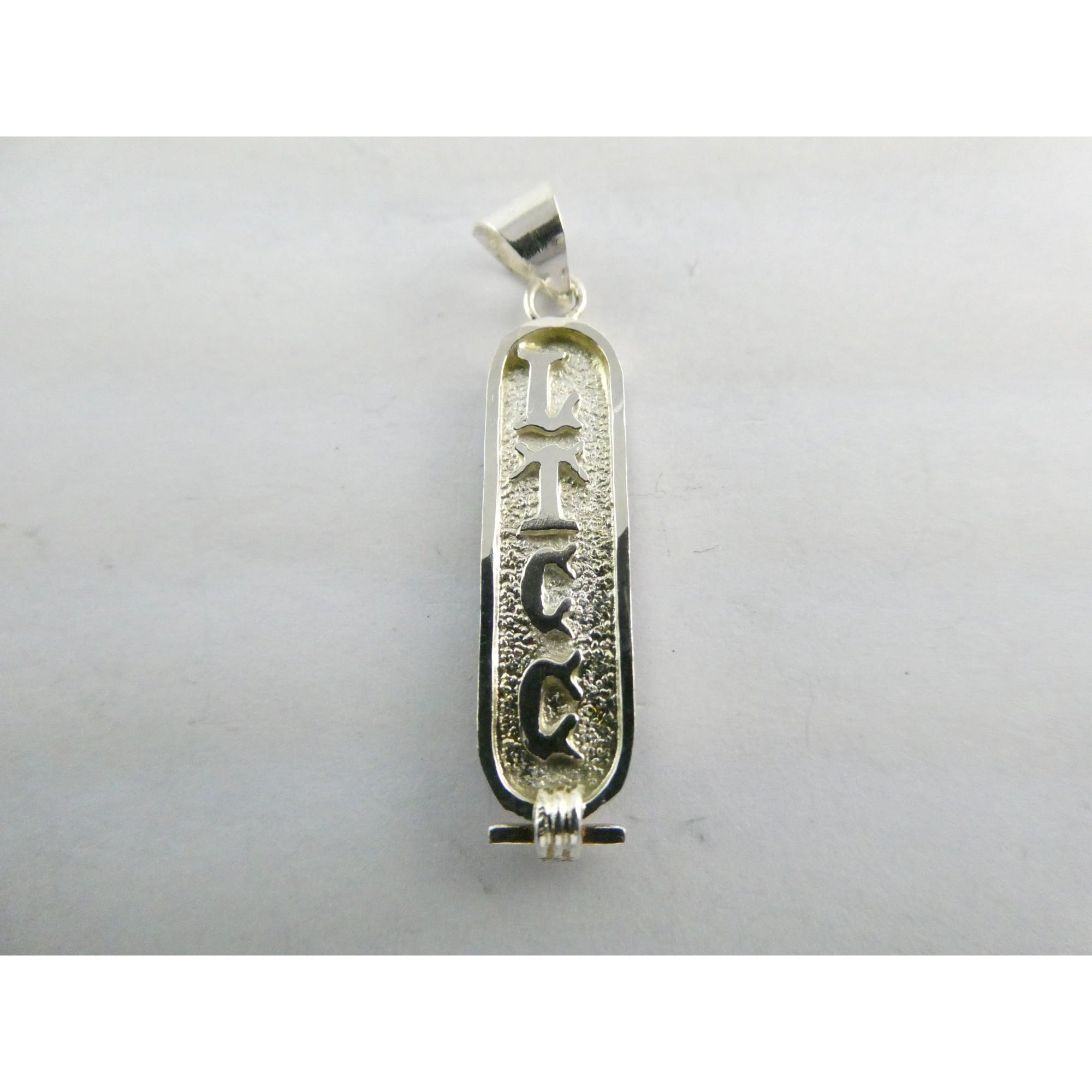 Sterling Silver Double Sided Glyph Cartouche Pendant 2.1g 33mm Total Length