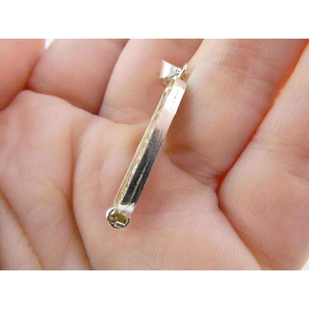 Sterling Silver Double Sided Glyph Cartouche Pendant 2.1g 33mm Total Length