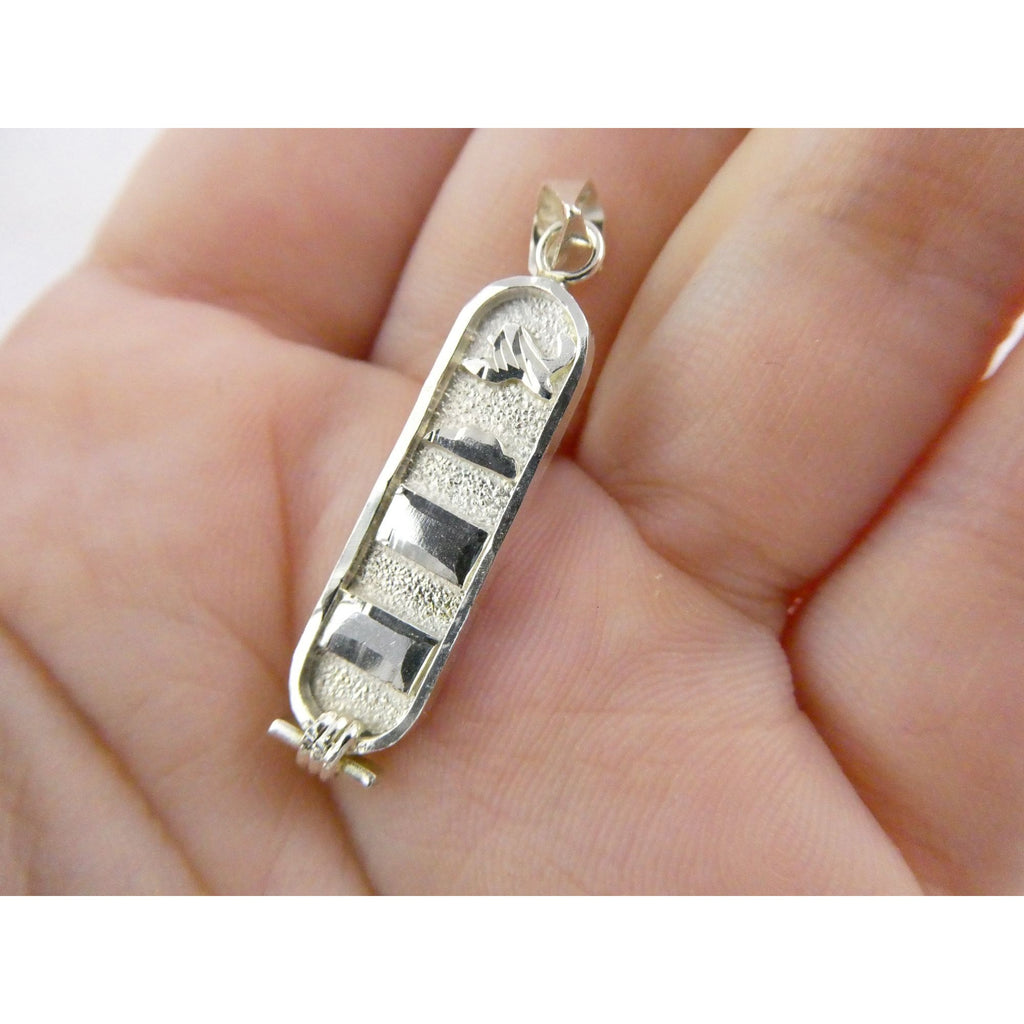 Sterling Silver Double Sided Glyph Cartouche Pendant 2.1g 33mm Total Length