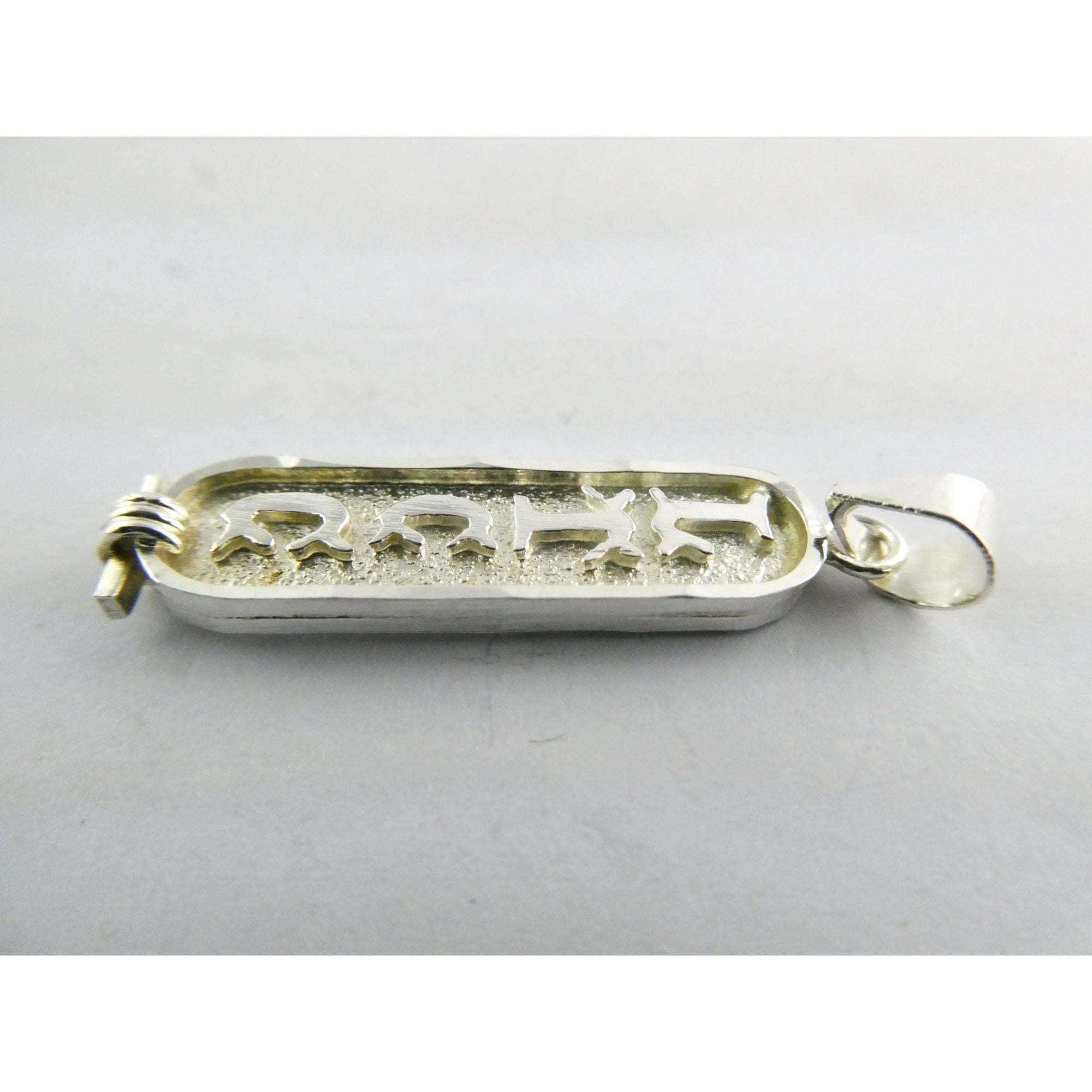 Sterling Silver Double Sided Glyph Cartouche Pendant 2.1g 33mm Total Length