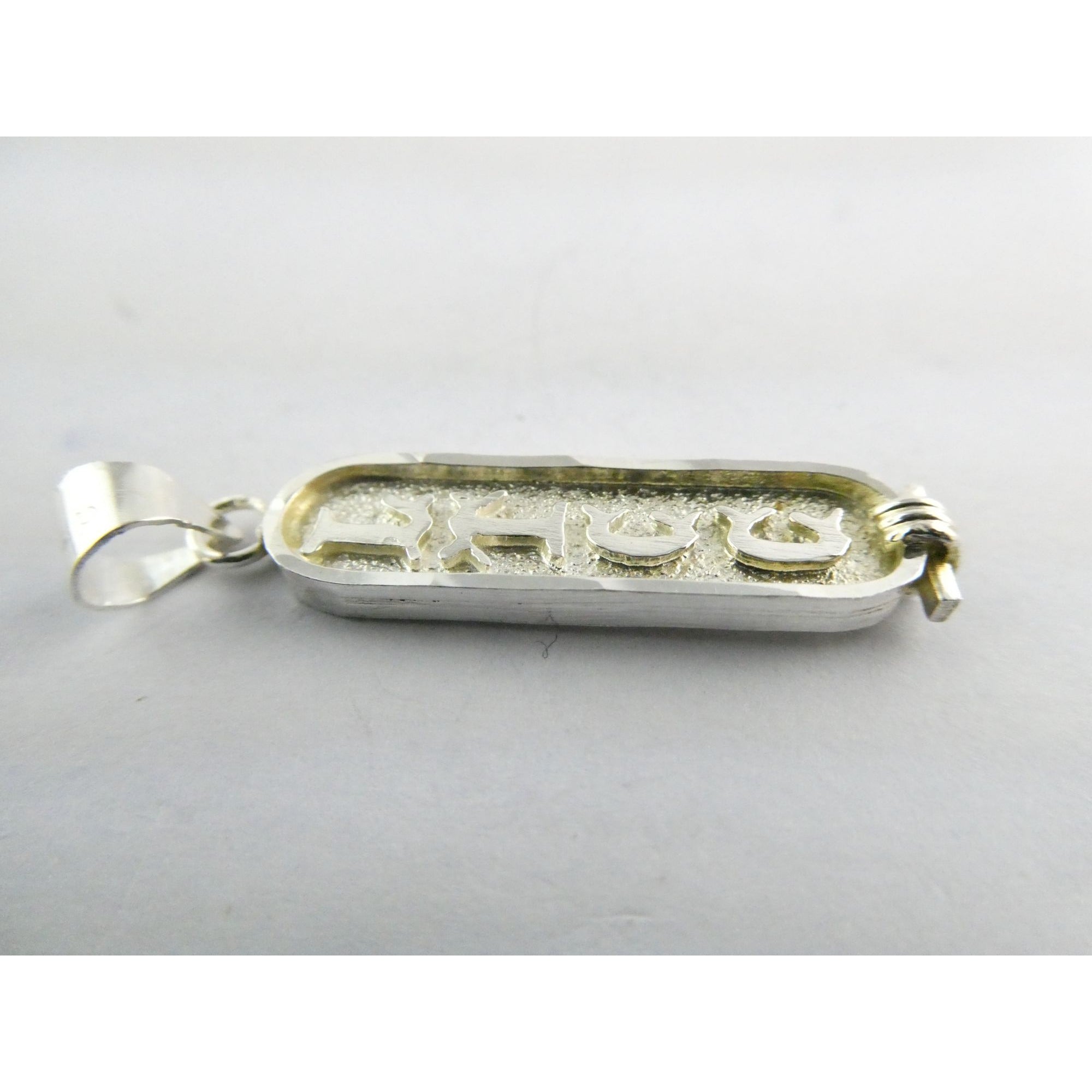 Sterling Silver Double Sided Glyph Cartouche Pendant 2.1g 33mm Total Length