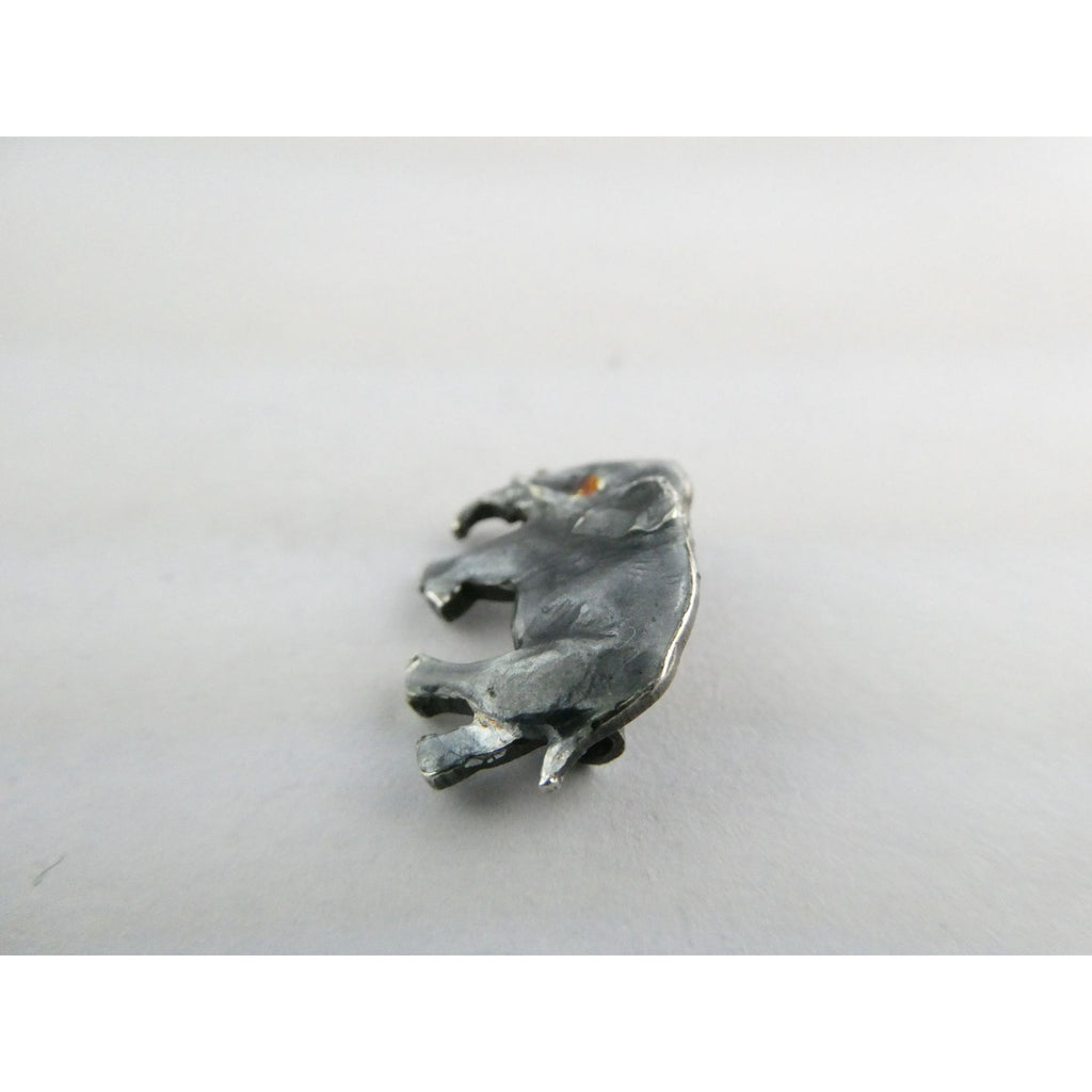 Vintage Mini 1920s Elephant Enamel Sterling Silver Pin Red Eye Brooch 2.5g 18mm