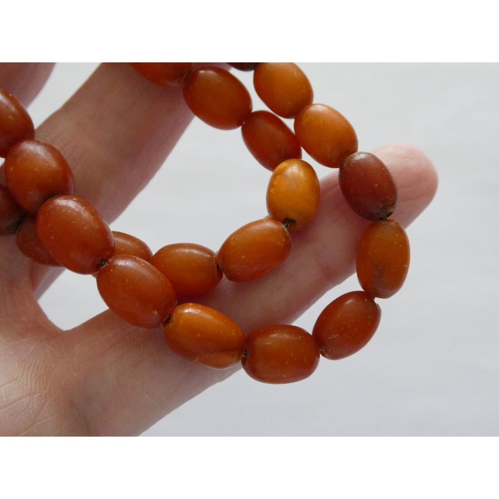 Vintage CONE Sterling Silver Baltic Amber Bead Strand Necklace 31g 20 Inches