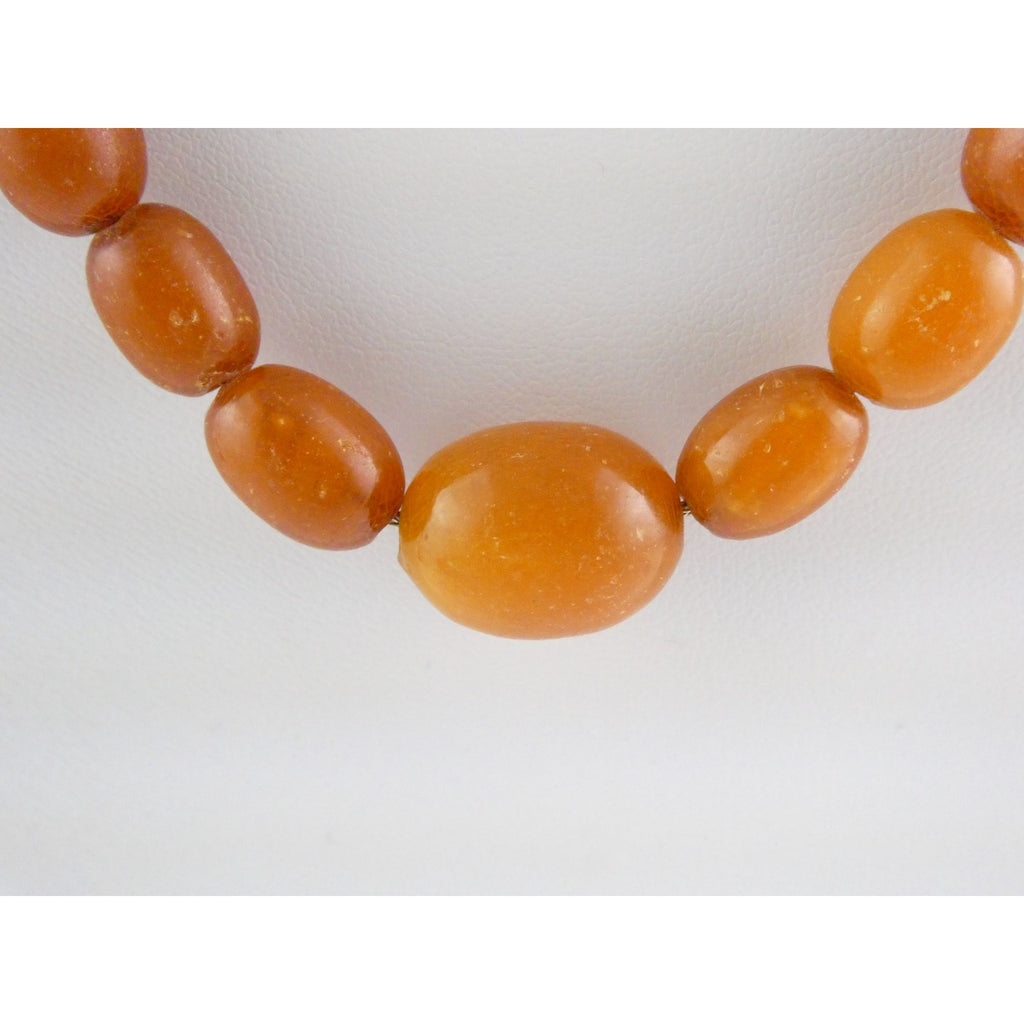 Vintage CONE Sterling Silver Baltic Amber Bead Strand Necklace 31g 20 Inches