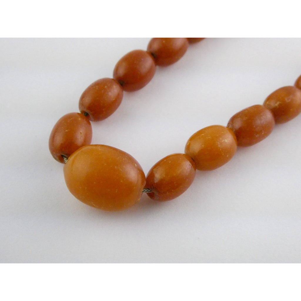 Vintage CONE Sterling Silver Baltic Amber Bead Strand Necklace 31g 20 Inches