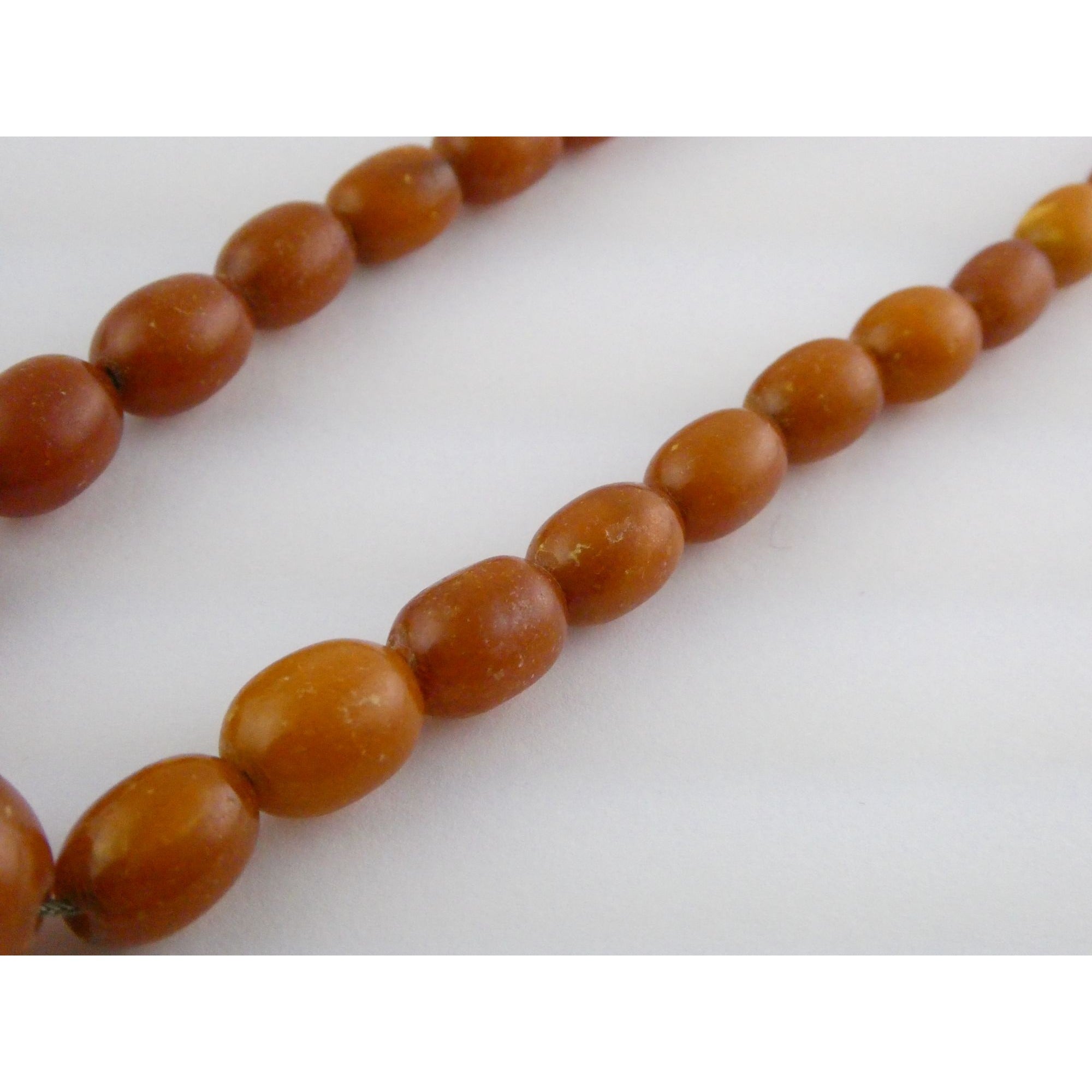 Vintage CONE Sterling Silver Baltic Amber Bead Strand Necklace 31g 20 Inches