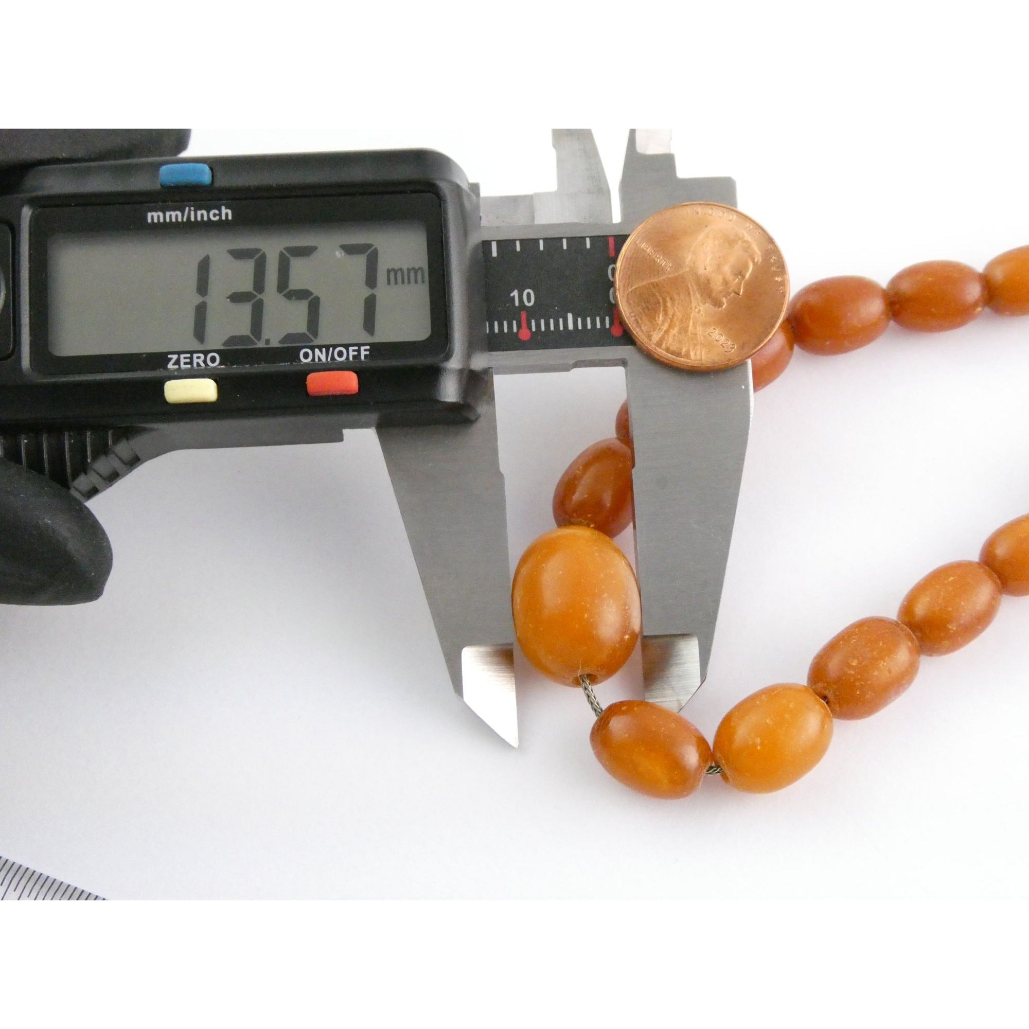 Vintage CONE Sterling Silver Baltic Amber Bead Strand Necklace 31g 20 Inches