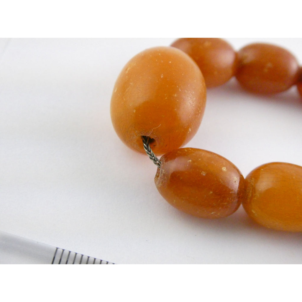 Vintage CONE Sterling Silver Baltic Amber Bead Strand Necklace 31g 20 Inches