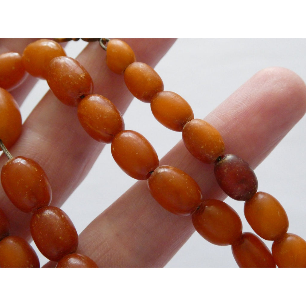 Vintage CONE Sterling Silver Baltic Amber Bead Strand Necklace 31g 20 Inches