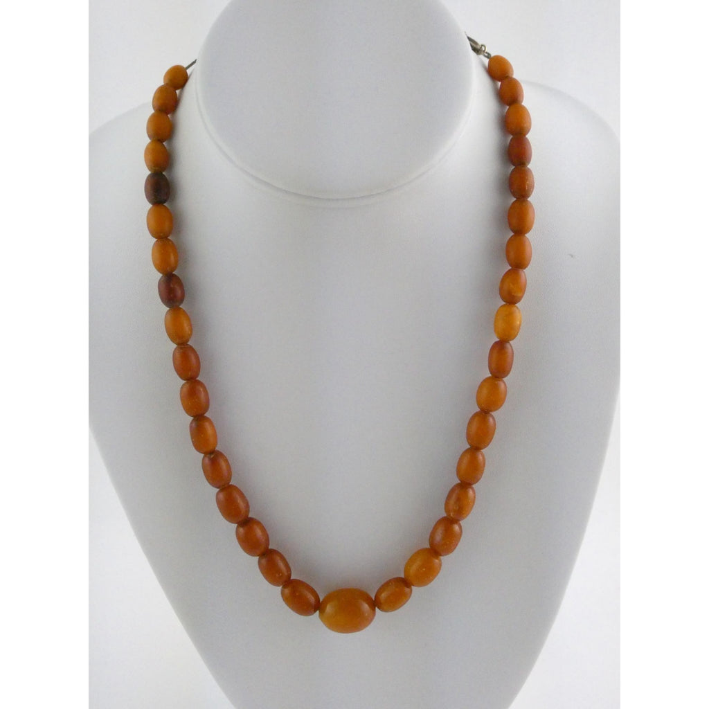 Vintage CONE Sterling Silver Baltic Amber Bead Strand Necklace 31g 20 Inches