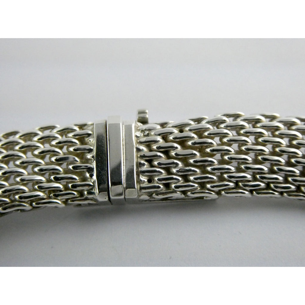 Tiffany and Co Somerset Sterling Silver Mesh Chain Necklace Choker 925 17 Inches