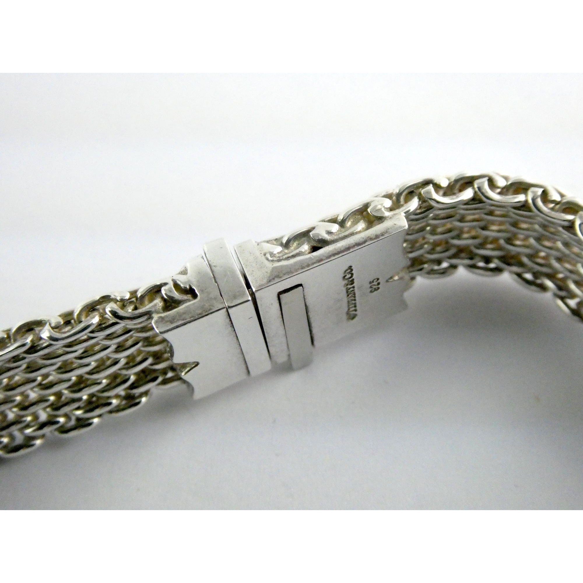 Tiffany and Co Somerset Sterling Silver Mesh Chain Necklace Choker 925 17 Inches