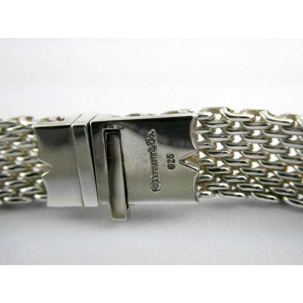 Tiffany and Co Somerset Sterling Silver Mesh Chain Necklace Choker 925 17 Inches