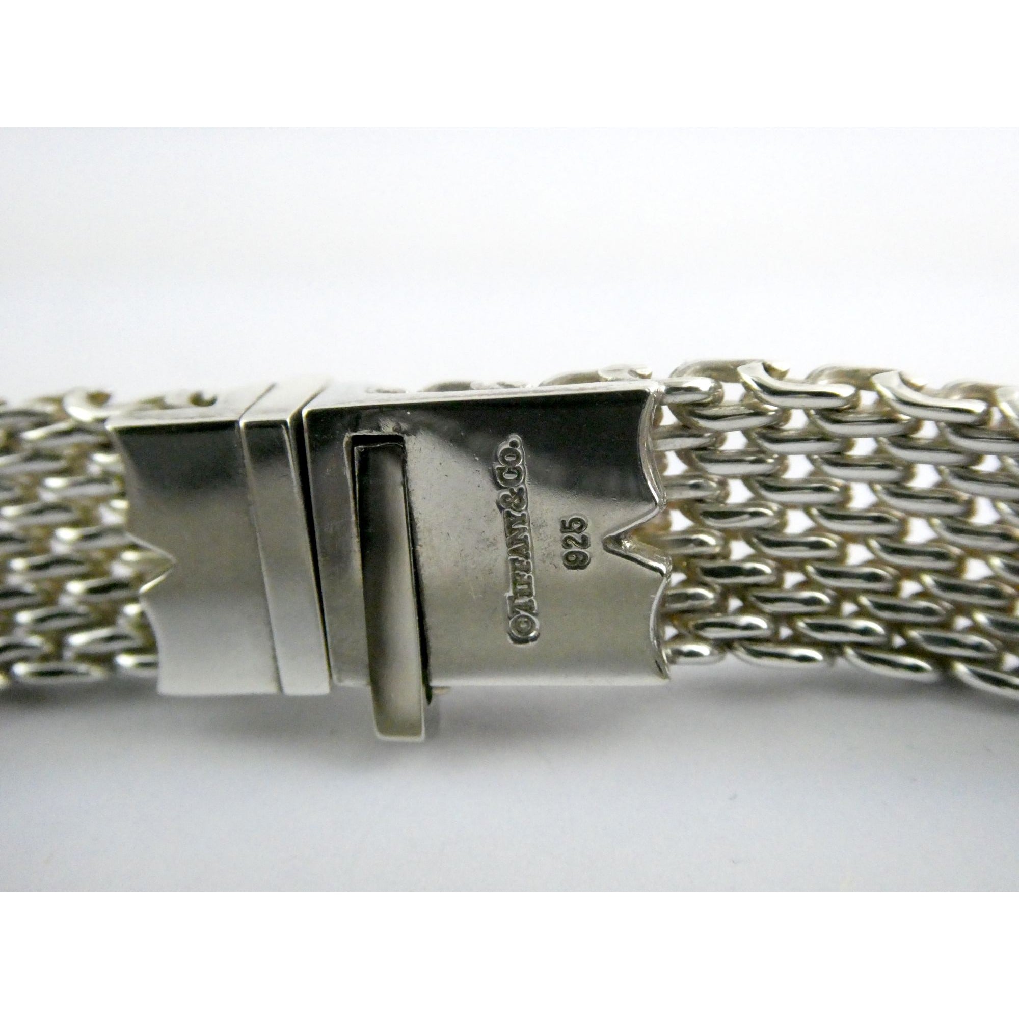 Tiffany and Co Somerset Sterling Silver Mesh Chain Necklace Choker 925 17 Inches