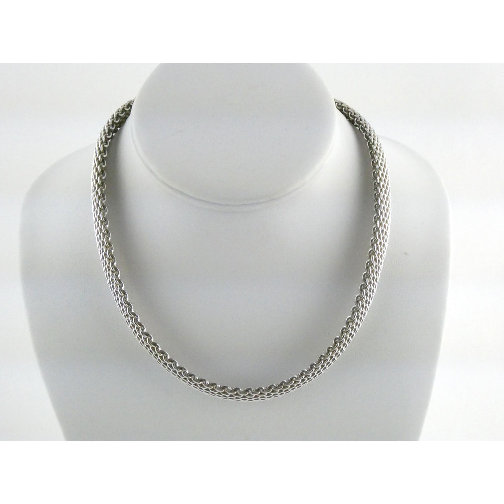 Tiffany and Co Somerset Sterling Silver Mesh Chain Necklace Choker 925 17 Inches
