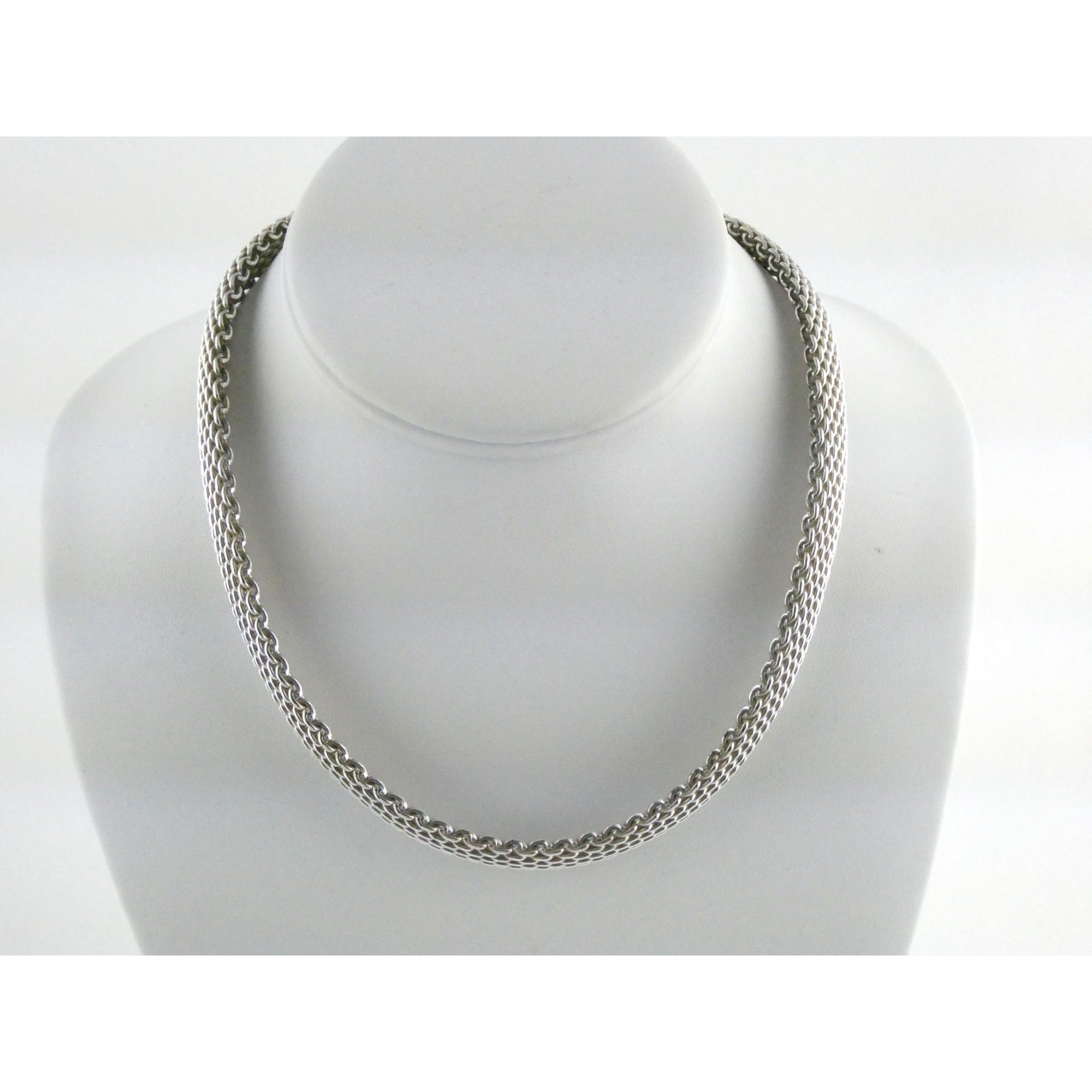 Tiffany and Co Somerset Sterling Silver Mesh Chain Necklace Choker 925 17 Inches