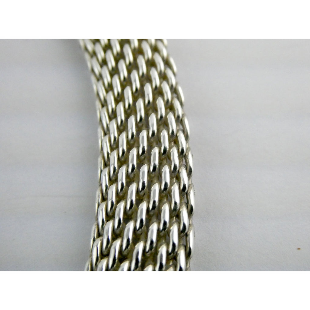 Tiffany and Co Somerset Sterling Silver Mesh Chain Necklace Choker 925 17 Inches