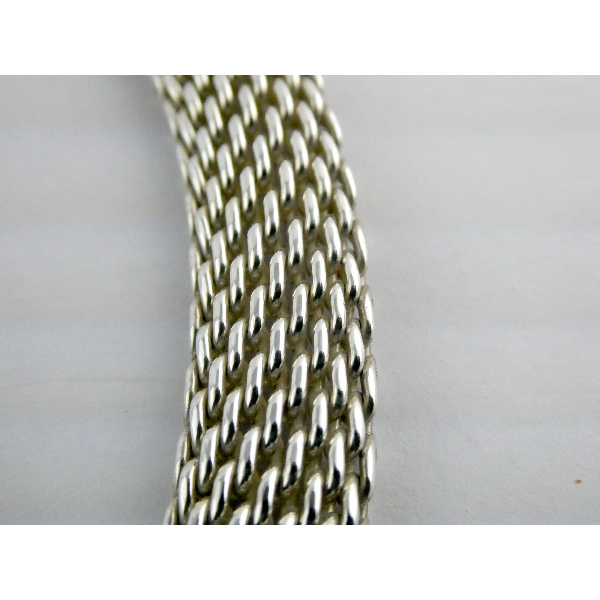 Tiffany and Co Somerset Sterling Silver Mesh Chain Necklace Choker 925 17 Inches