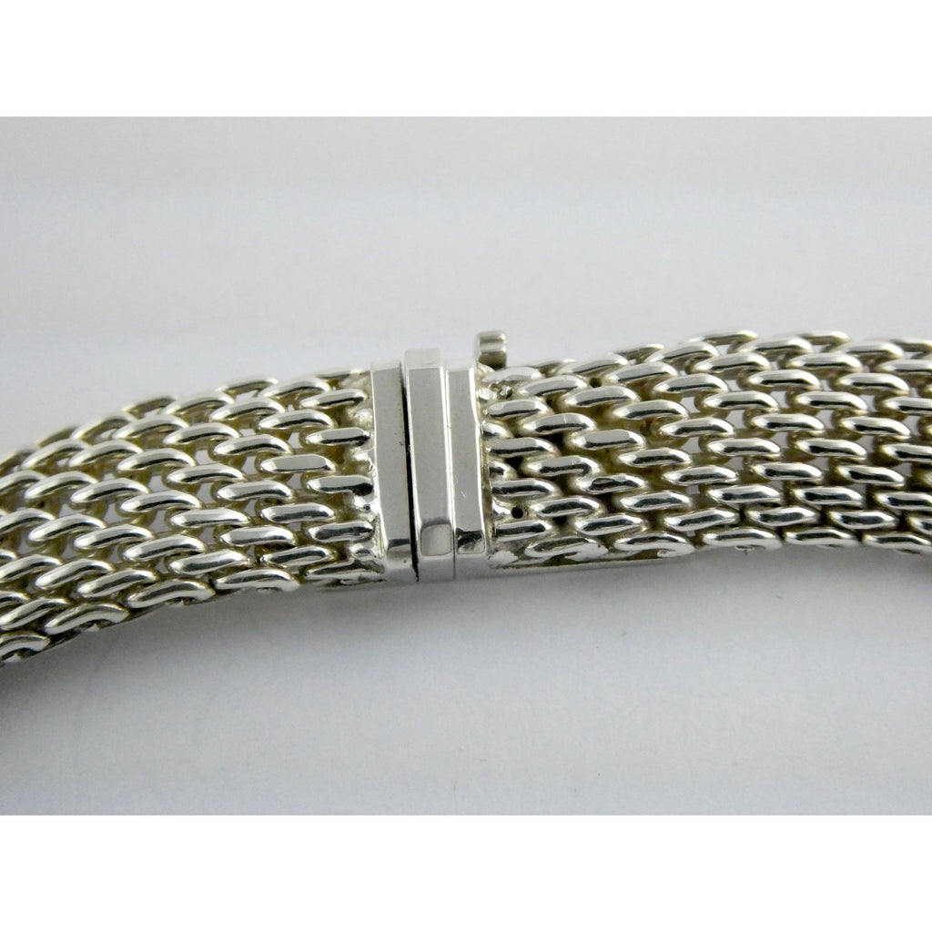 Tiffany and Co Somerset Sterling Silver Mesh Chain Necklace Choker 925 17 Inches