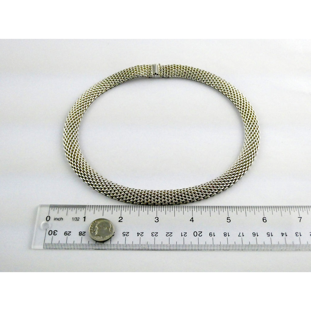 Tiffany and Co Somerset Sterling Silver Mesh Chain Necklace Choker 925 17 Inches