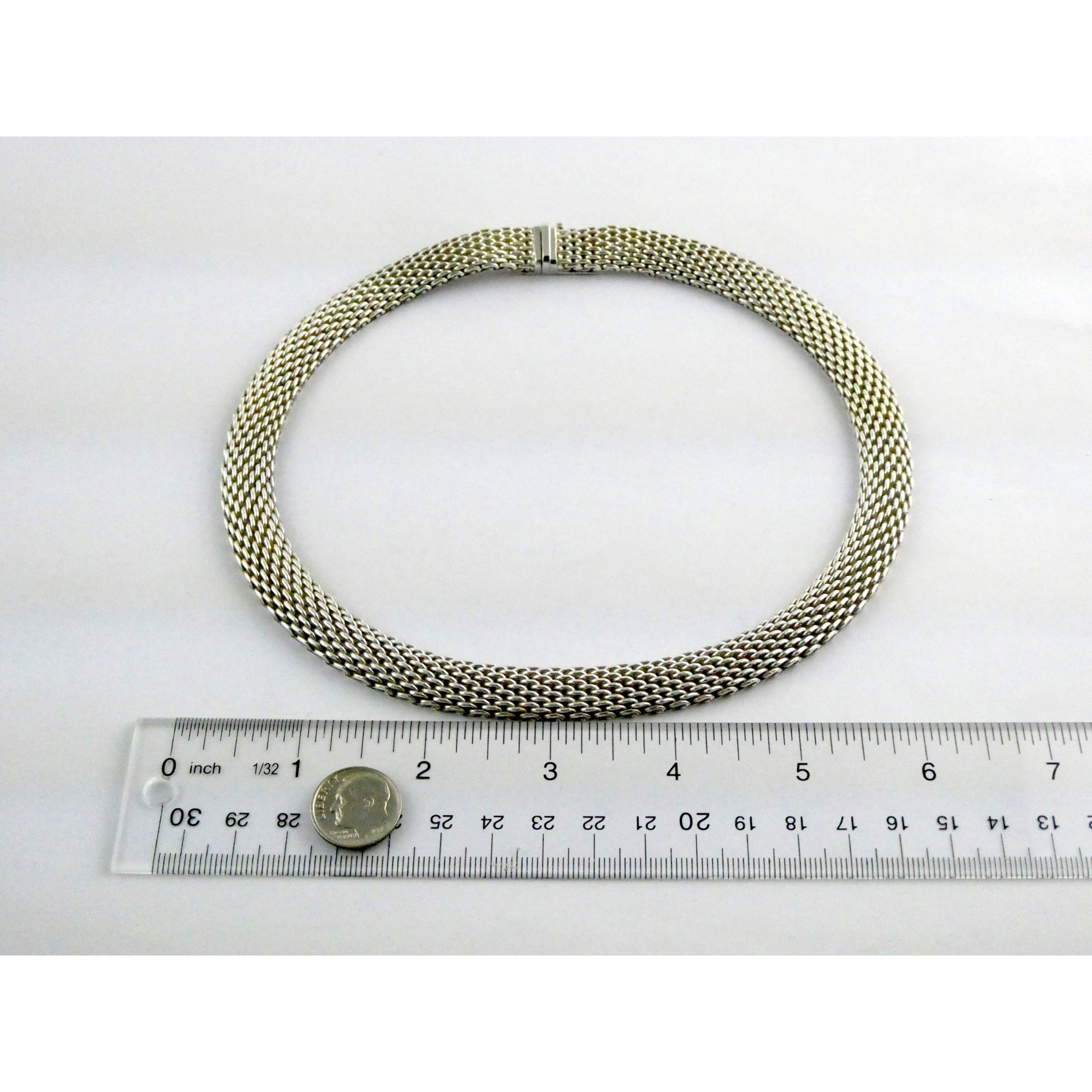 Tiffany and Co Somerset Sterling Silver Mesh Chain Necklace Choker 925 17 Inches