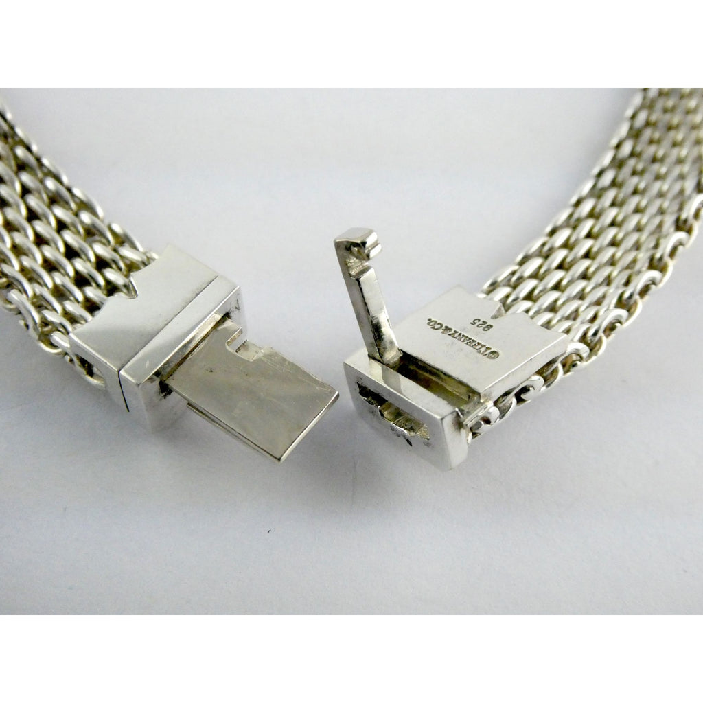 Tiffany and Co Somerset Sterling Silver Mesh Chain Necklace Choker 925 17 Inches