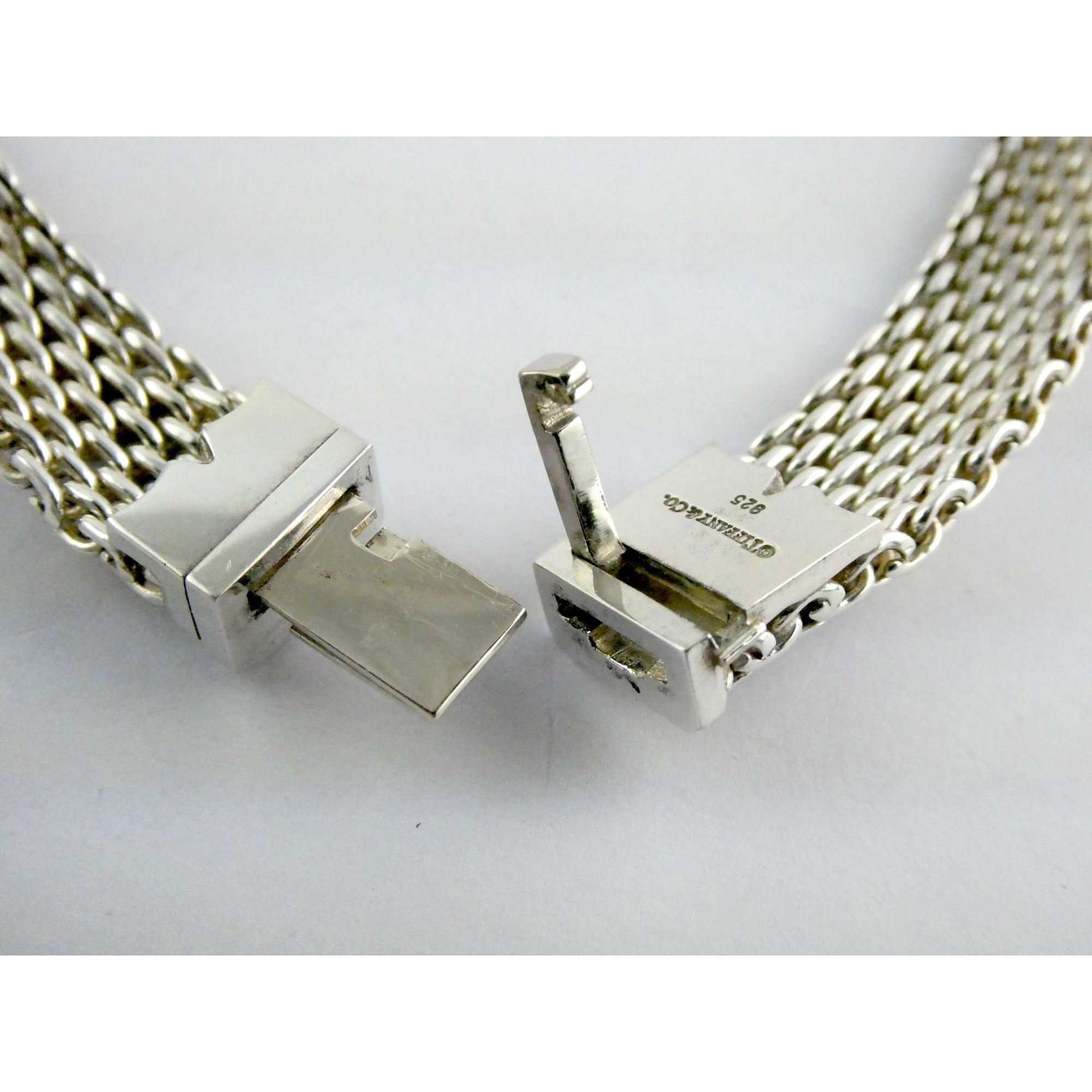 Tiffany and Co Somerset Sterling Silver Mesh Chain Necklace Choker 925 17 Inches