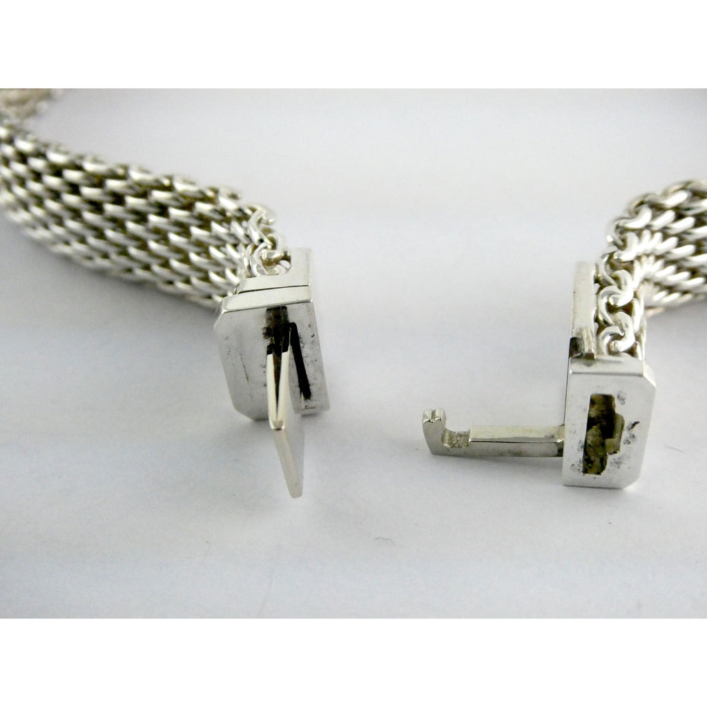 Tiffany and Co Somerset Sterling Silver Mesh Chain Necklace Choker 925 17 Inches