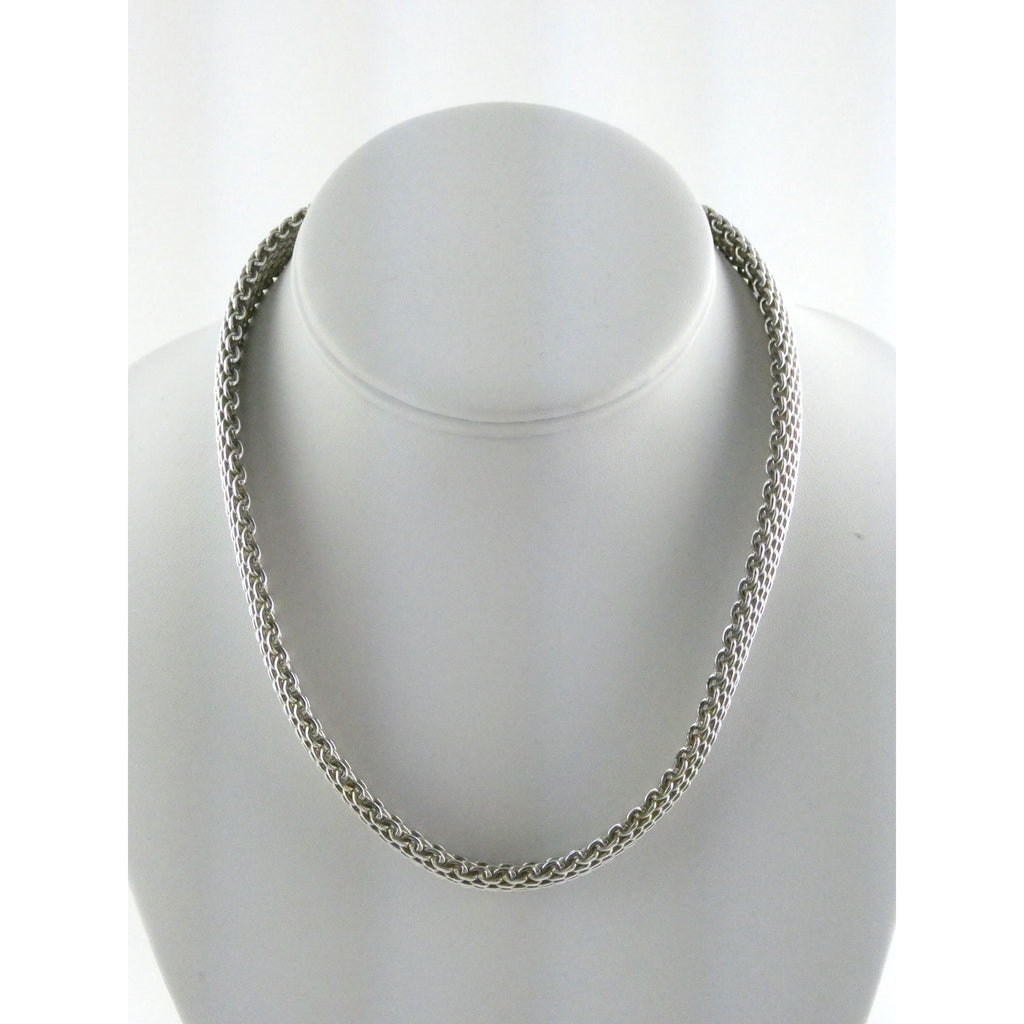 Tiffany and Co Somerset Sterling Silver Mesh Chain Necklace Choker 925 17 Inches
