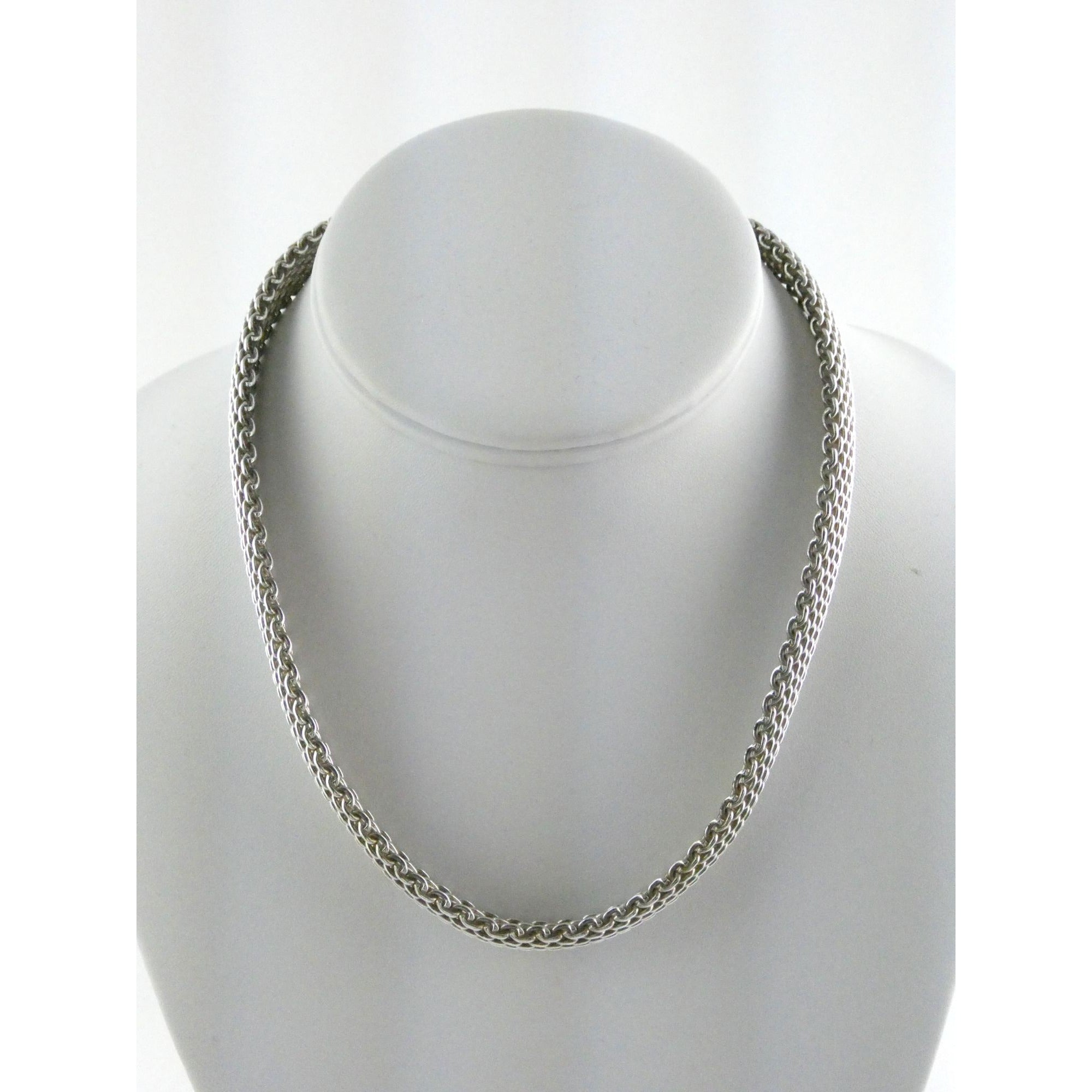 Tiffany and Co Somerset Sterling Silver Mesh Chain Necklace Choker 925 17 Inches