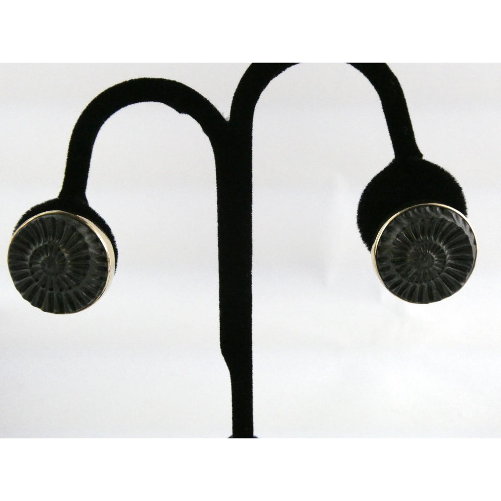 Stephen Dweck Bronze Ammonite Fossil One of a Kind Clip on Earrings 2002 22mm