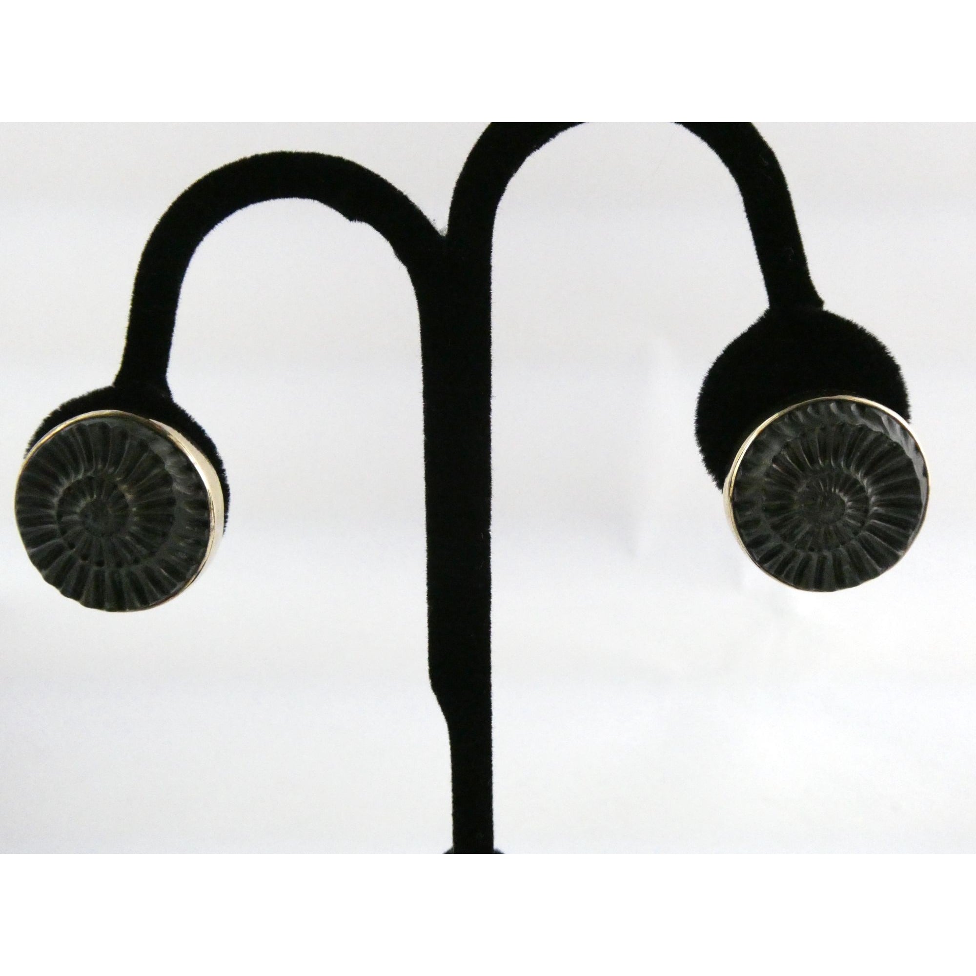 Stephen Dweck Bronze Ammonite Fossil One of a Kind Clip on Earrings 2002 22mm