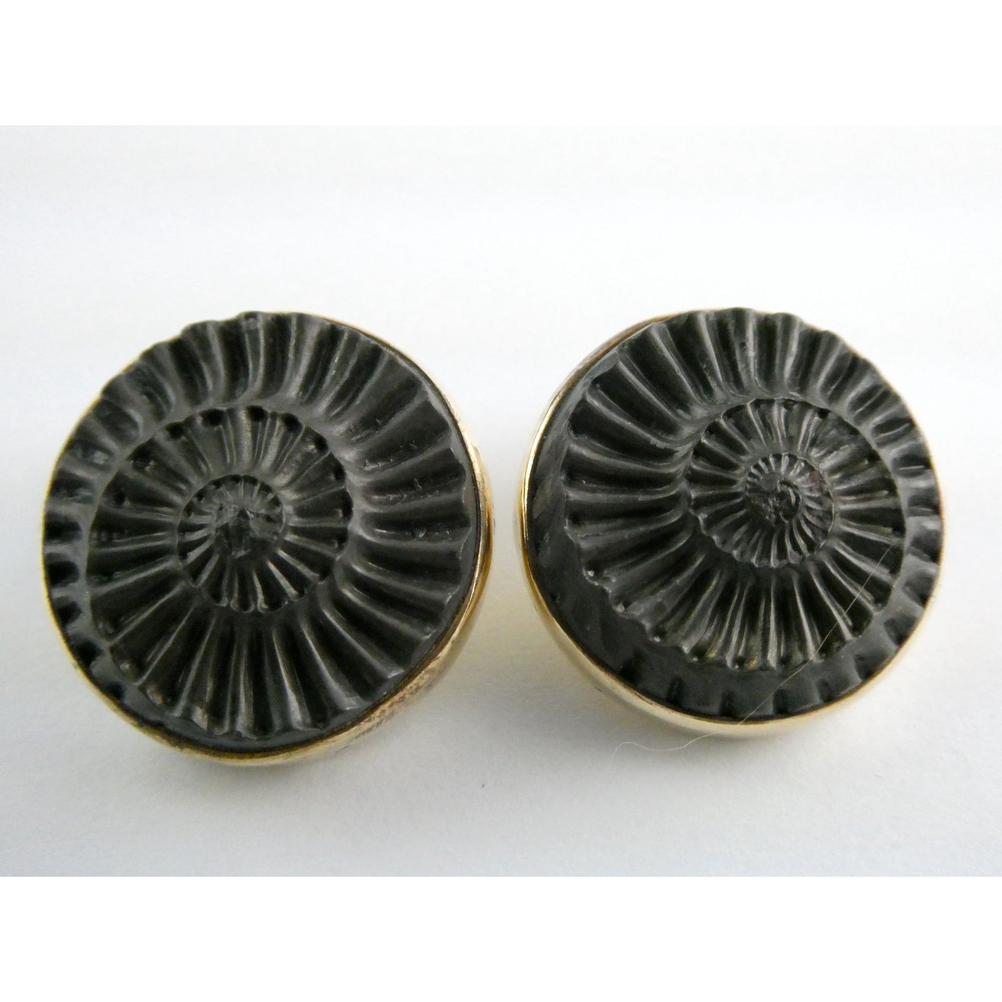 Stephen Dweck Bronze Ammonite Fossil One of a Kind Clip on Earrings 2002 22mm