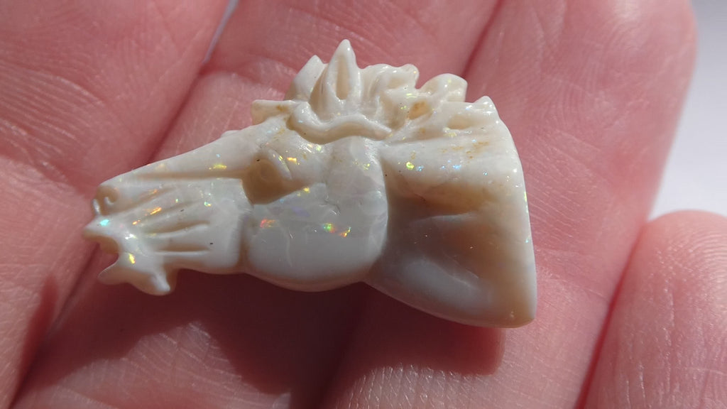 Carved Natural Opal Horse Head Specimen 2.2g Weight 11.3 Carats 26mm Length