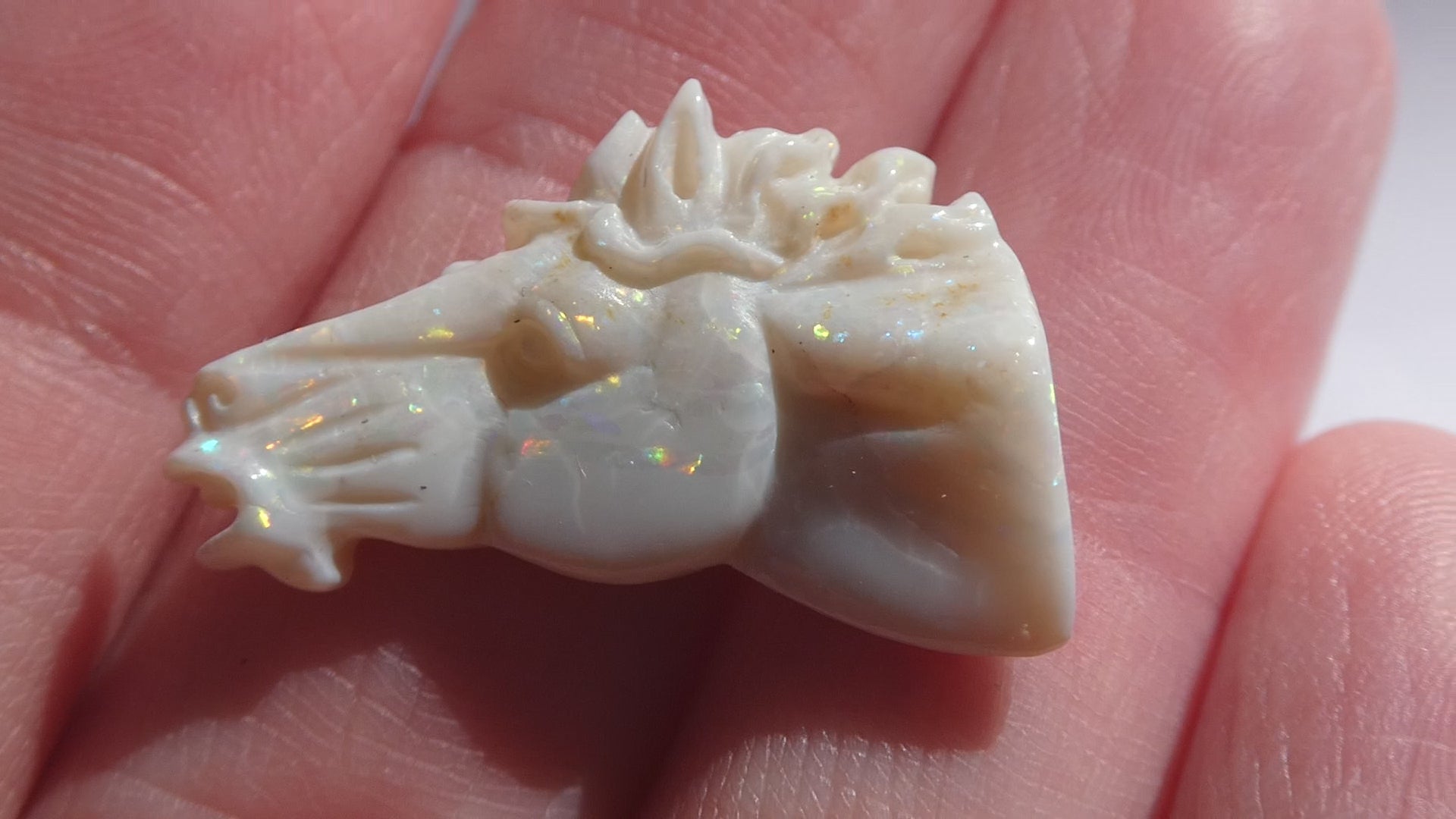 Carved Natural Opal Horse Head Specimen 2.2g Weight 11.3 Carats 26mm Length