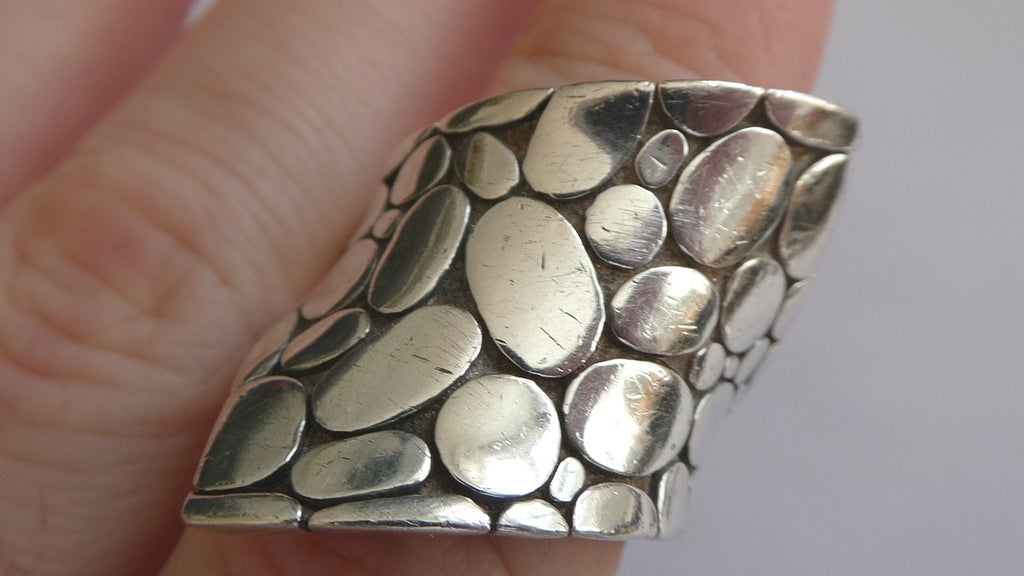 John Hardy Kali Collection Contour Pebble Sterling Silver Ring Size 6.25 17.9g