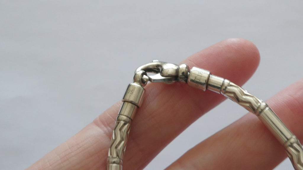 Tiffany and Co Sterling Silver Aztec Zig Zag Link Bracelet with Pouch 7 Inches