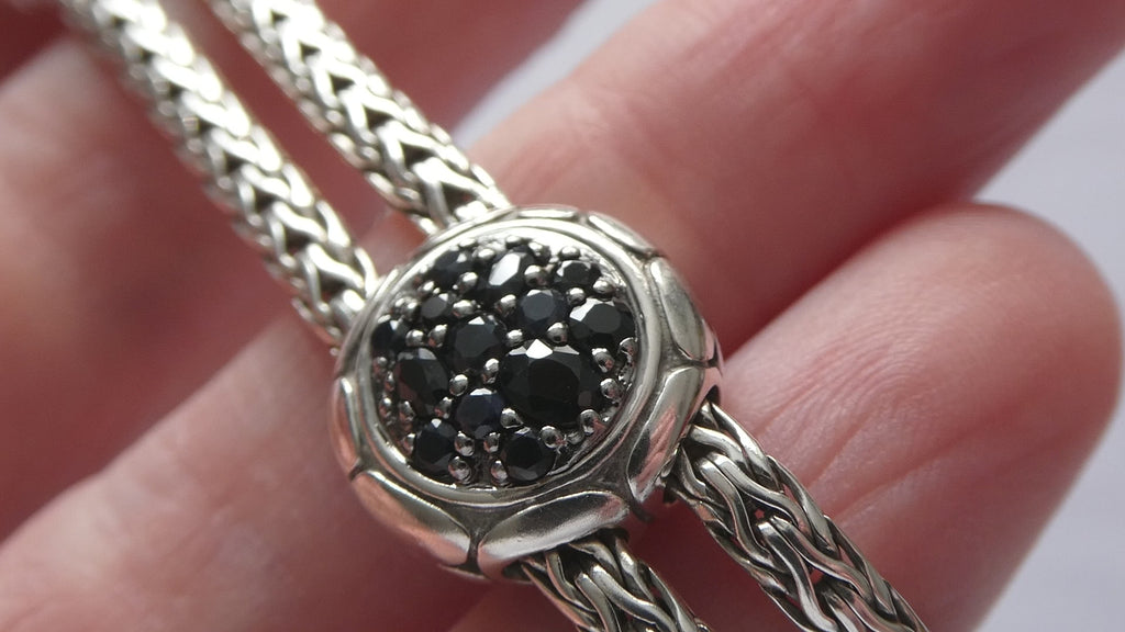 John Hardy Kali Sterling Silver Lava Fire Four Station Black Sapphire Bracelet