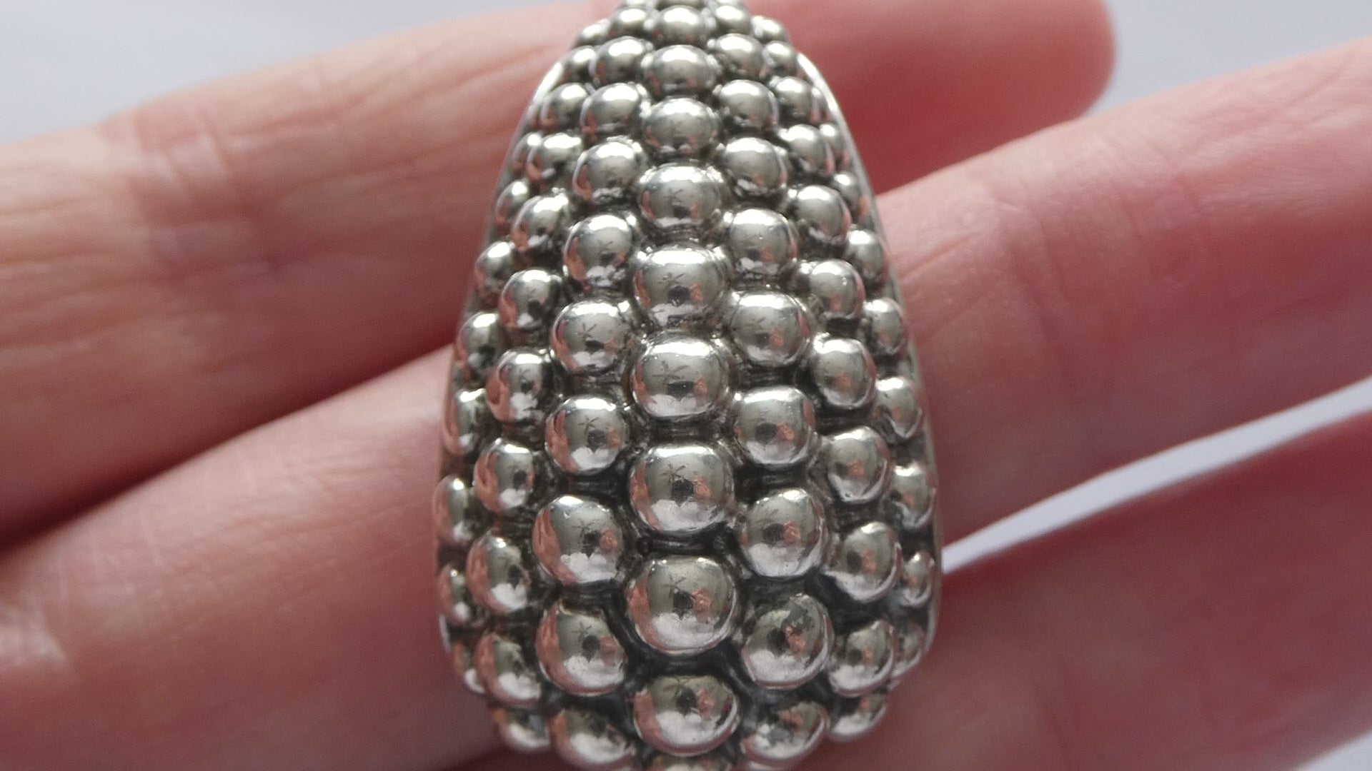 Michael Dawkins Sterling Silver Bubbled Design Slide Pendant 14.4g 37mm Length