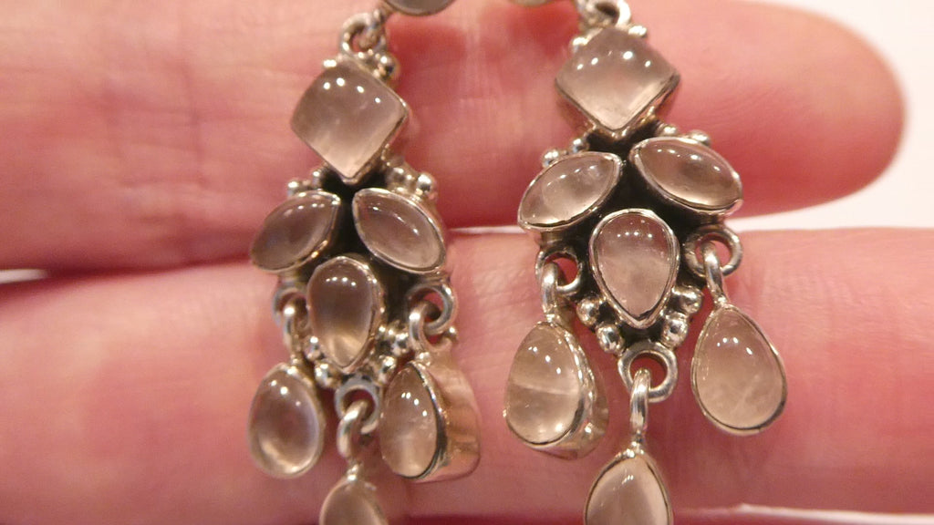 DP Sterling Silver India White Moonstone Earrings 9.4g 1.5 Inch Length