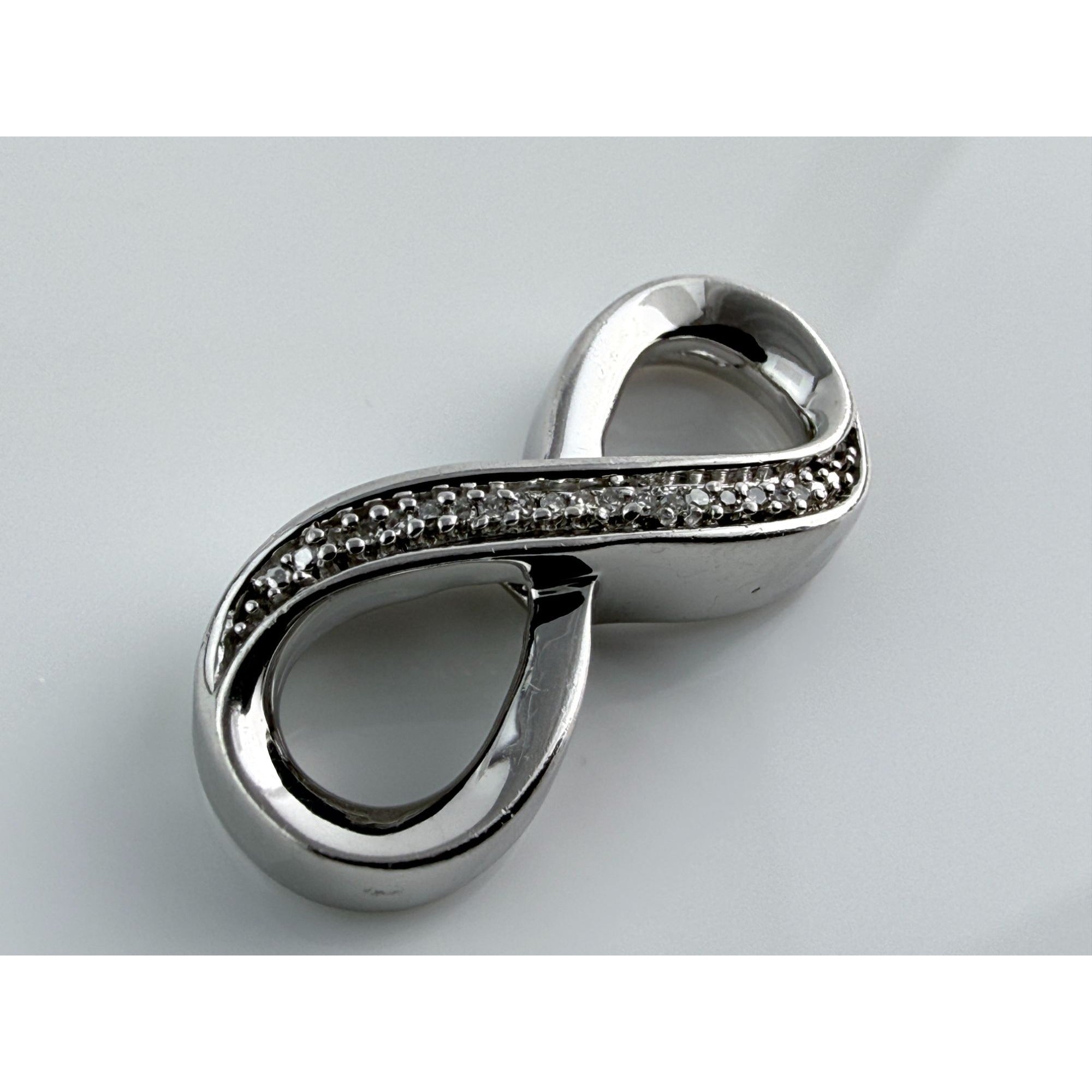Sterling Silver Lab Created Melee Diamonds Infinity Symbol Slide Pendant 2g 1 In
