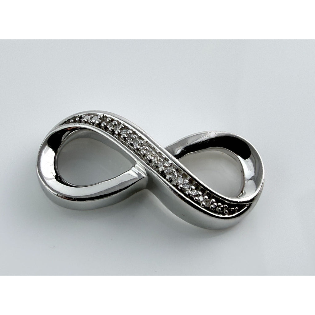 Sterling Silver Lab Created Melee Diamonds Infinity Symbol Slide Pendant 2g 1 In