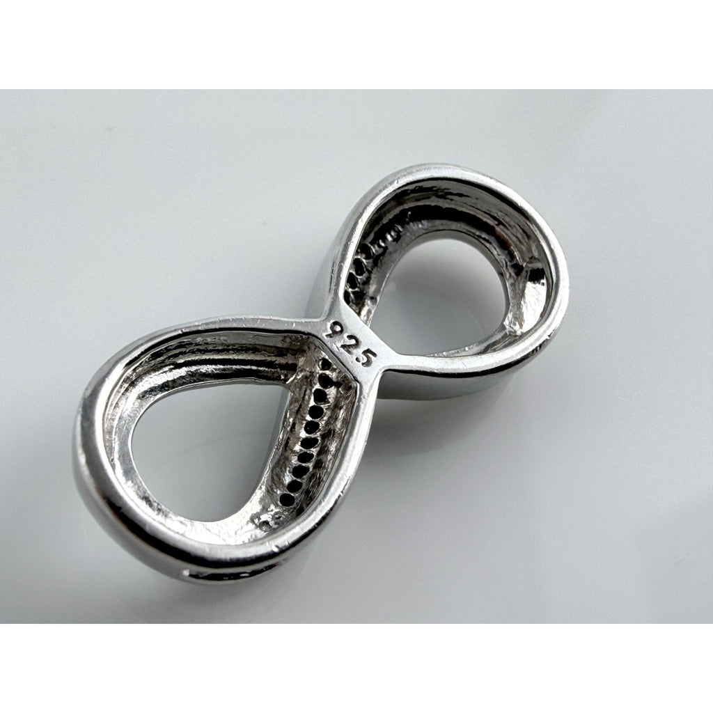 Sterling Silver Lab Created Melee Diamonds Infinity Symbol Slide Pendant 2g 1 In