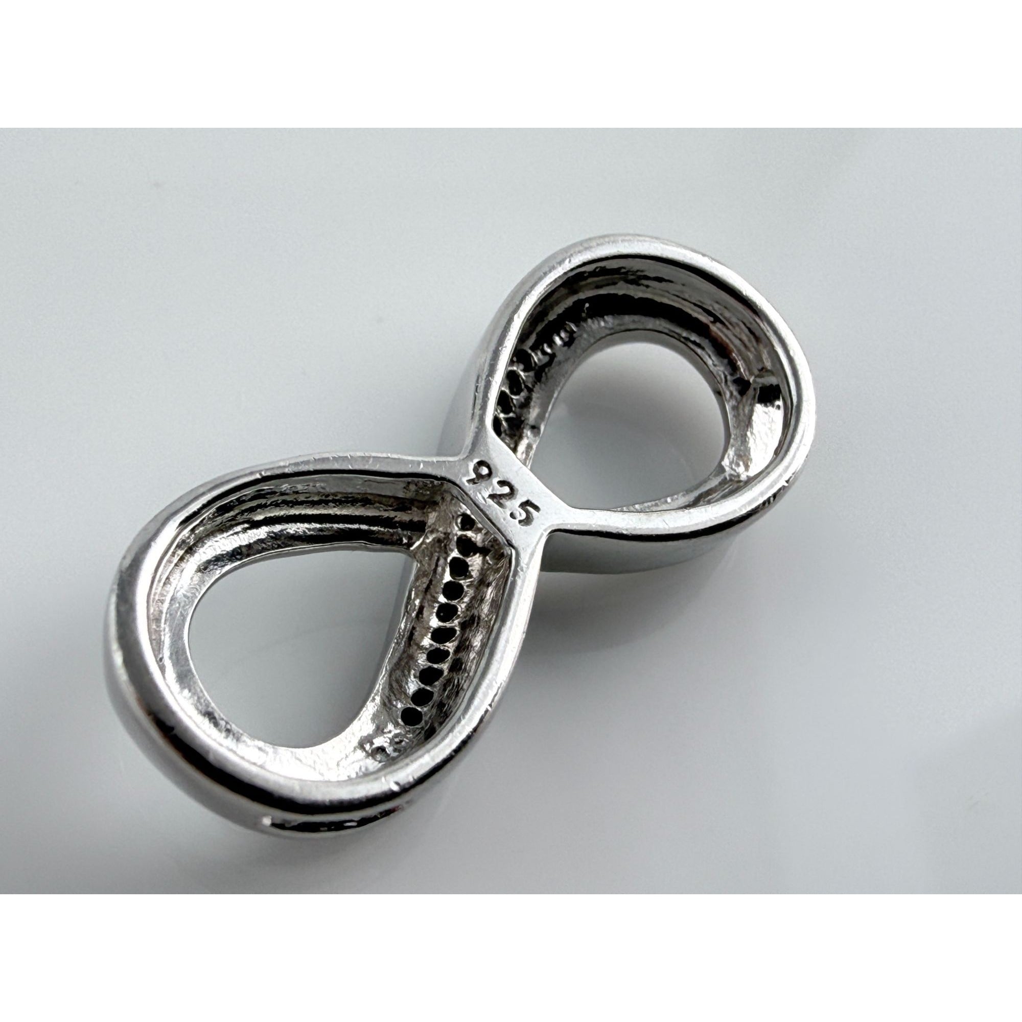 Sterling Silver Lab Created Melee Diamonds Infinity Symbol Slide Pendant 2g 1 In