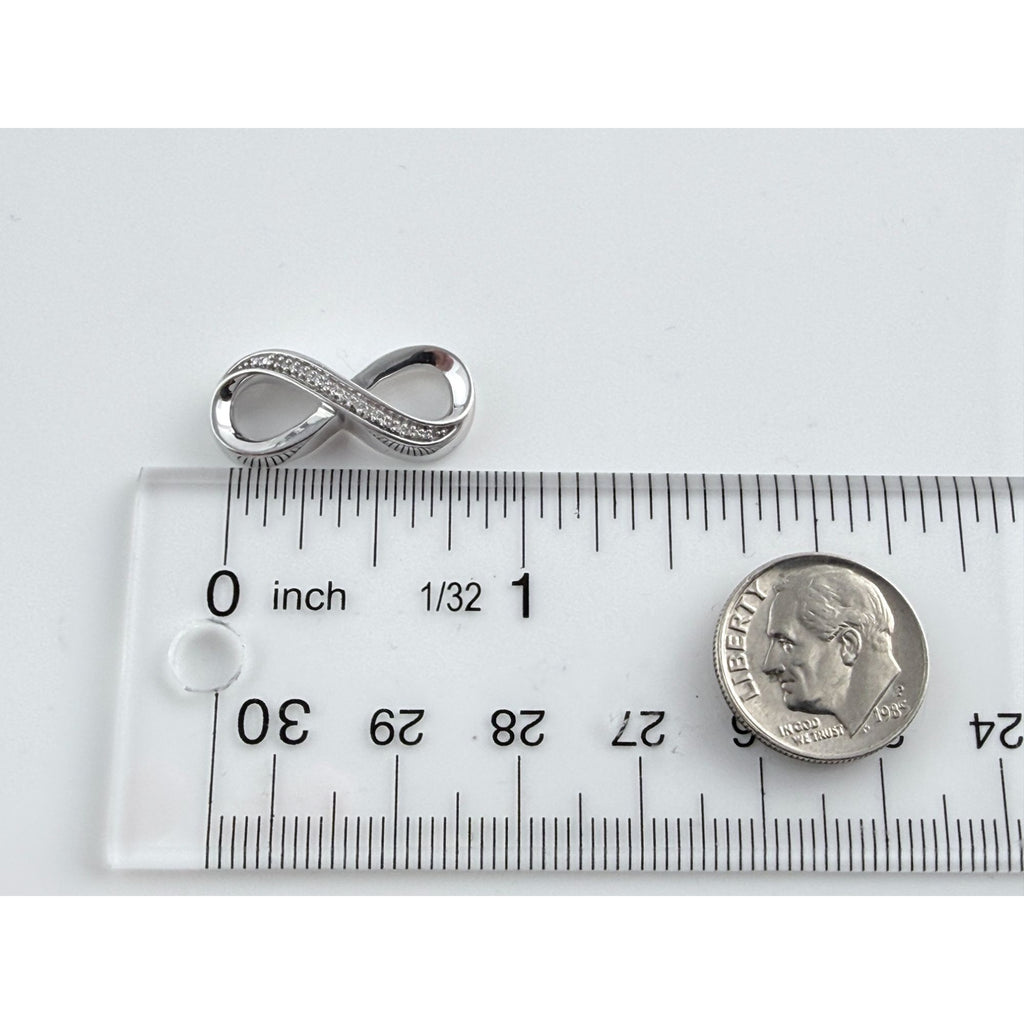 Sterling Silver Lab Created Melee Diamonds Infinity Symbol Slide Pendant 2g 1 In